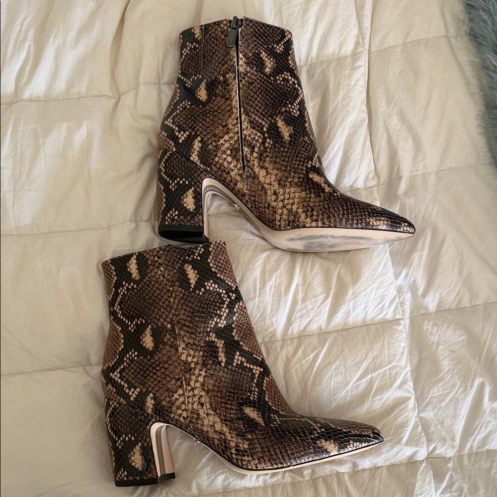 Sam Edelman Brown Snakeskin Ankle Booties